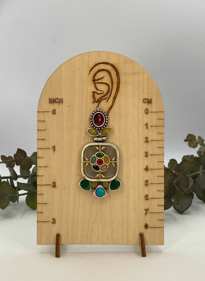Firoza Persian Motifs Dual-Tone Black Monalisa Stone Dangler Earrings for Women - Festive Wear