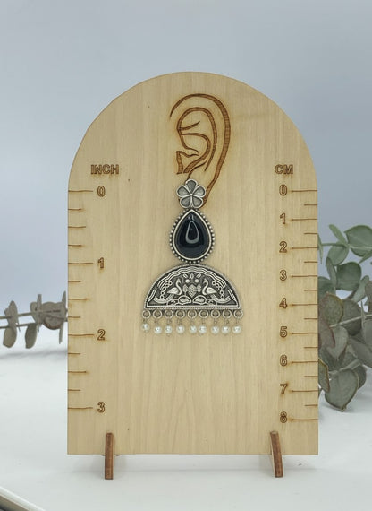 Mayura Floral Motifs Dark Blue Monalisa Stone Dangler Earrings with Pearl detailing for Women - All Occasions