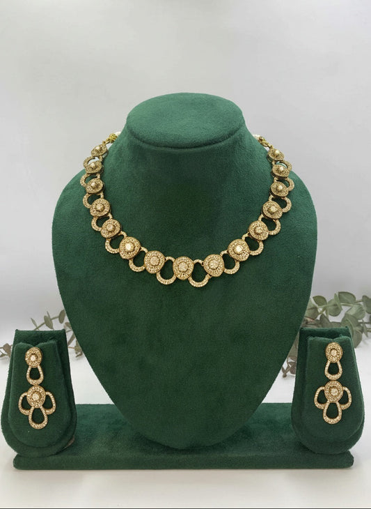 Ethnic Polki Kundan Necklace Set with Dangler Earrings