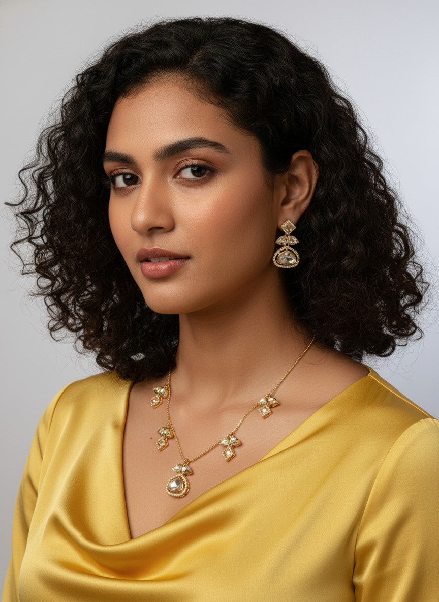 Traditional Kundan Necklace Set with Charms Pendant