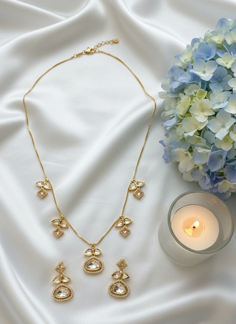 Traditional Kundan Necklace Set with Charms Pendant