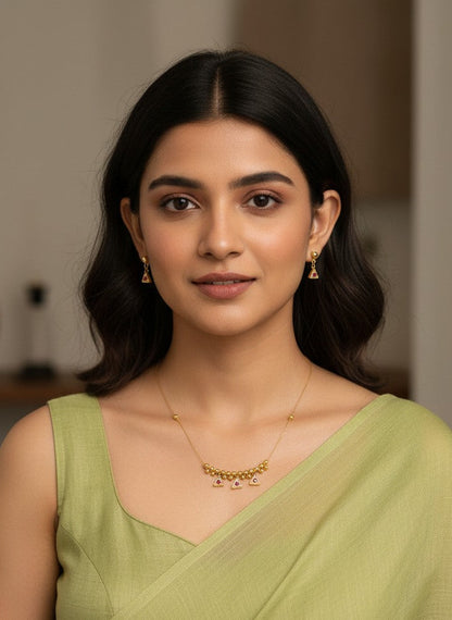 Invisible Minimal Triangle Austrian Stone Pendant Necklace Set for Women - All Occasions Wear