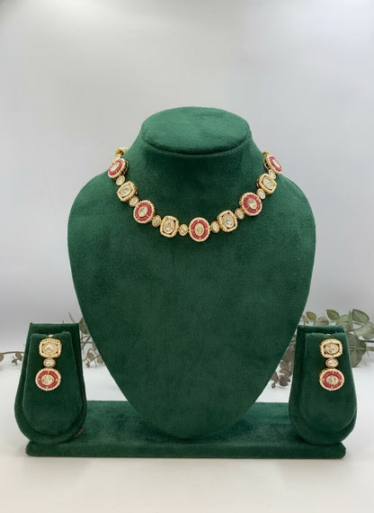 Heirloom handcrafted 22K Gold Plated Premium Kundan Choker Necklace Set