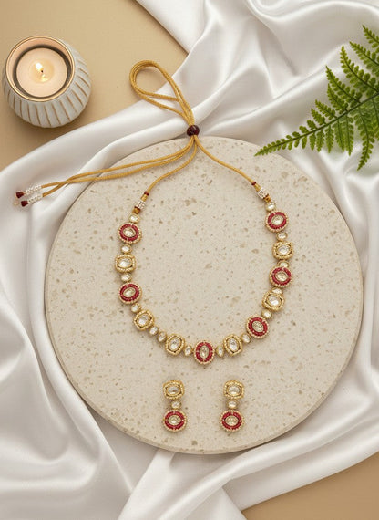 Heirloom handcrafted 22K Gold Plated Premium Kundan Choker Necklace Set