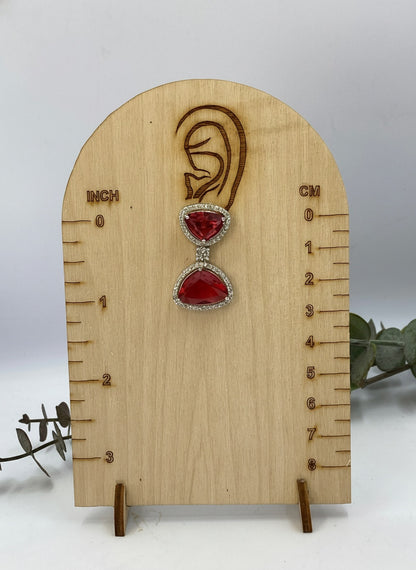 Sparkling Trendy Silver Plated Austrian and Crystal Stone Dangler Earrings - Dark Pink