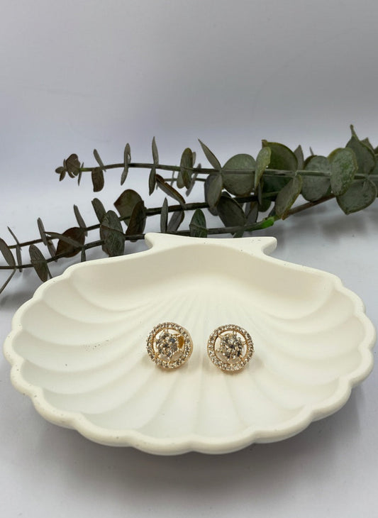 Rose Gold Plated CZ and American Diamond Floral Trendy Fashion Stud Earring