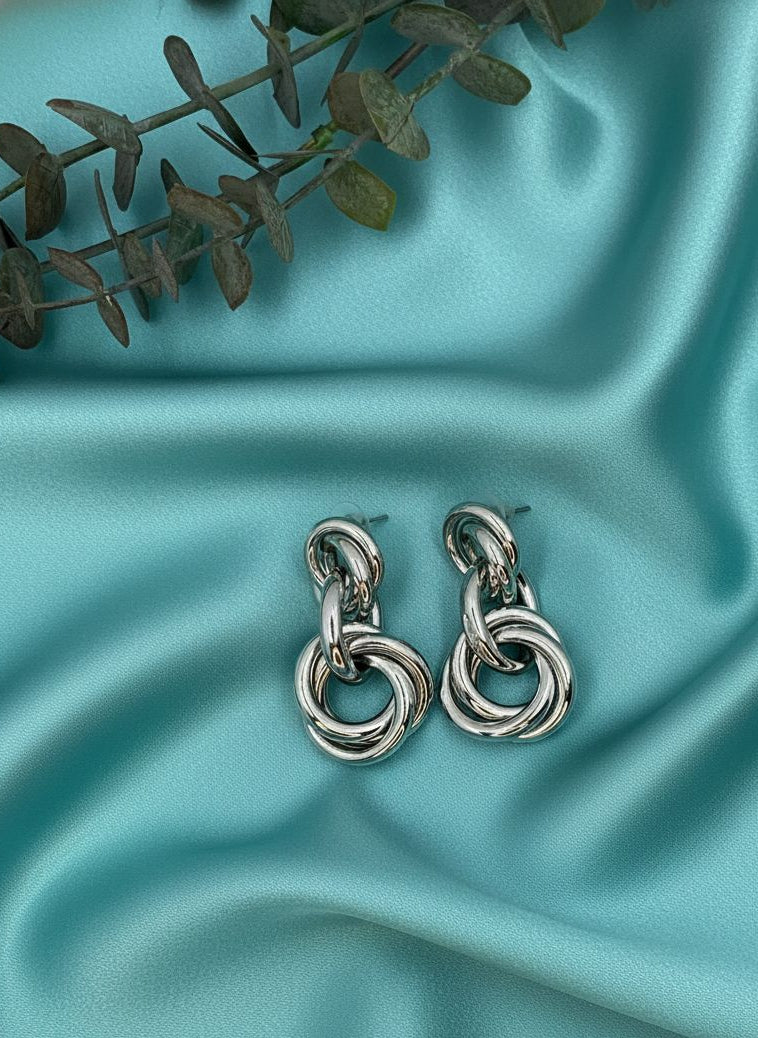 Trendy Silver Plated Lightweight Dangler Chunky Earrings for Women