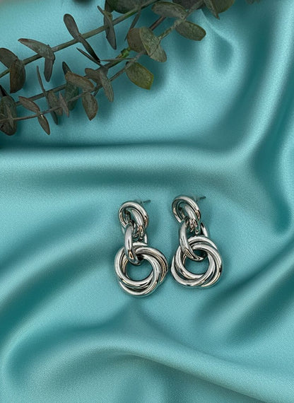 Trendy Silver Plated Lightweight Dangler Chunky Earrings for Women