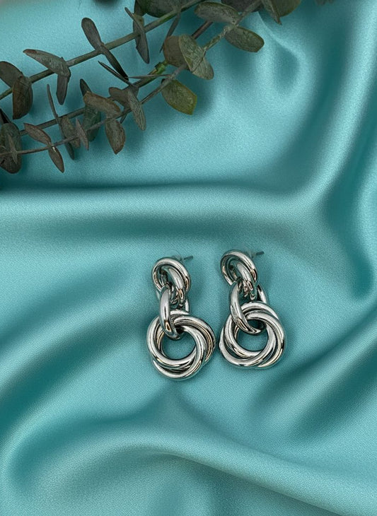 Trendy Silver Plated Lightweight Dangler Chunky Earrings for Women