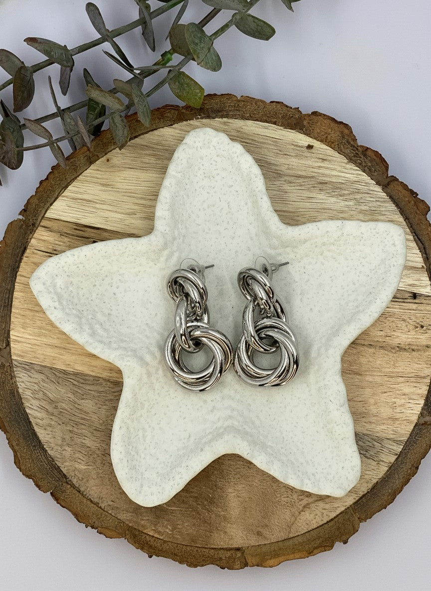 Trendy Silver Plated Lightweight Dangler Chunky Earrings for Women