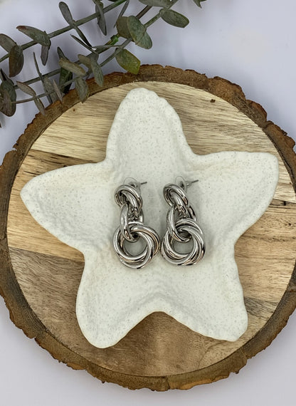 Trendy Silver Plated Lightweight Dangler Chunky Earrings for Women