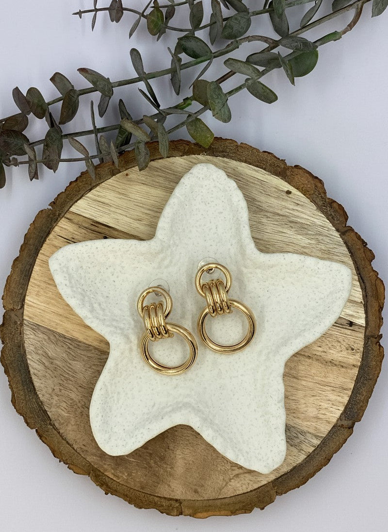 Gold Plated Geometric Trendy Chunky Dangler Earrings for Women 