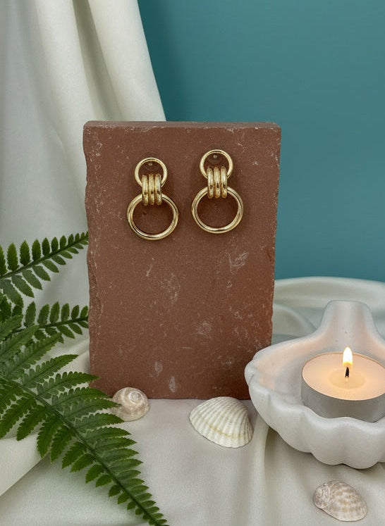 Gold Plated Geometric Trendy Chunky Dangler Earrings for Women 