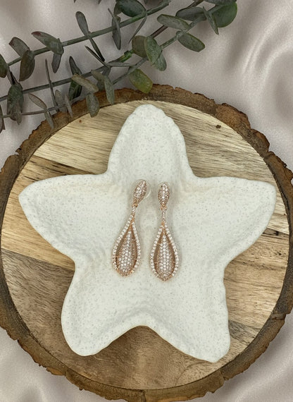 Rose Gold Plated American Diamond Dangler trendy Earrings