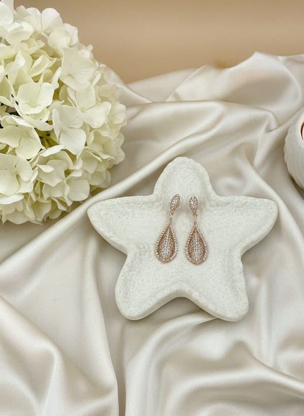 Rose Gold Plated American Diamond Dangler trendy Earrings