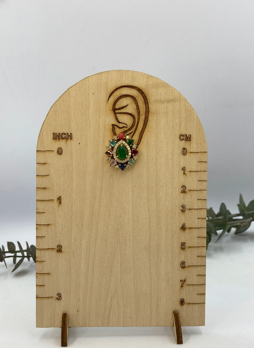 American Diamond with multicolor Navaratna Stones gold plated traditional Stud Earrings