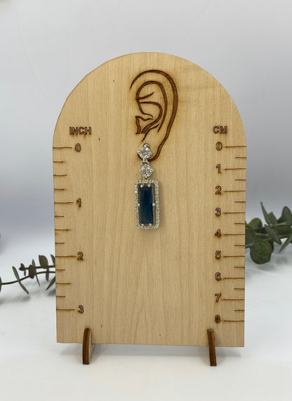 Trendy American Diamond Rectangle Silver Plated Dangler Earrings