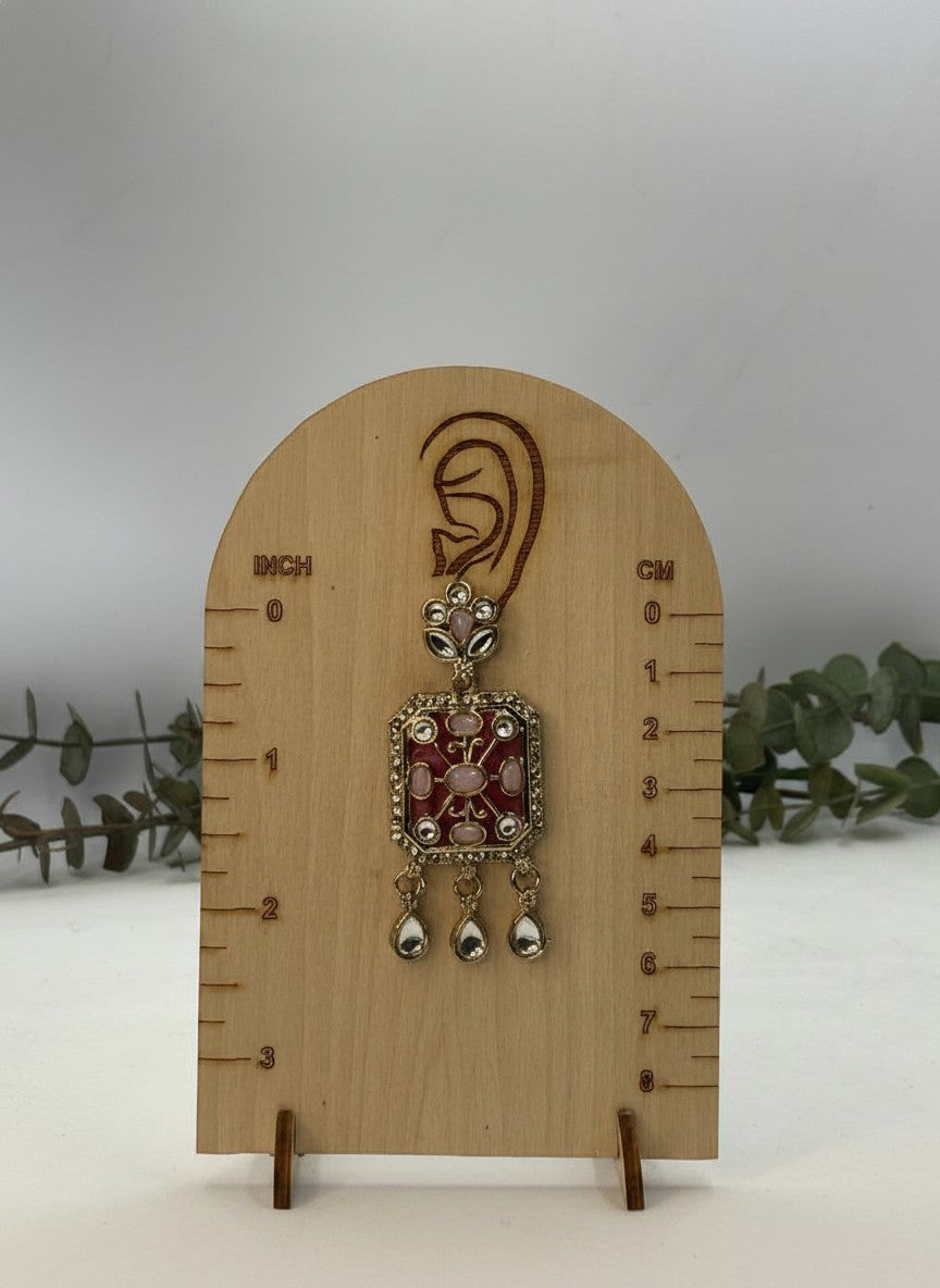 Light Ruby Enamel Polki Necklace & Earring Set with Drop Detailing for Women - Festive Baraati Wear