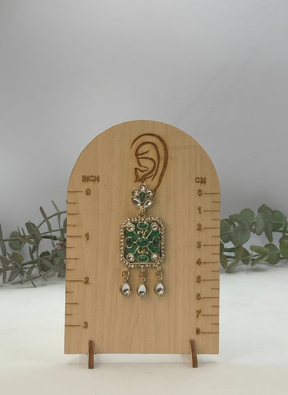 Emerald Enamel Polki Necklace & Earring Set with Drop Detailing for Women - Festive Baraati Wear