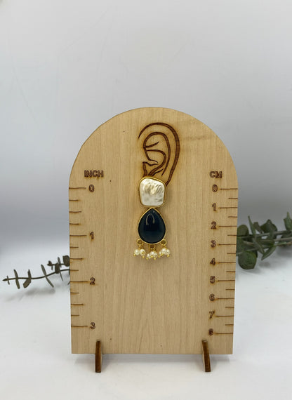 Trendy Gold Plated Matte Finish Artificial Stones and Pearl Dangler Earrings