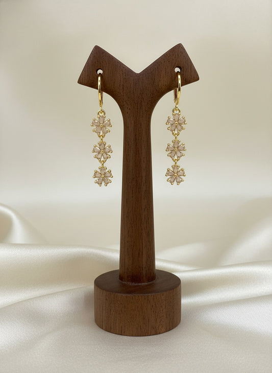 Trendy Crystal Stones Gold polished Dangler Earrings - White