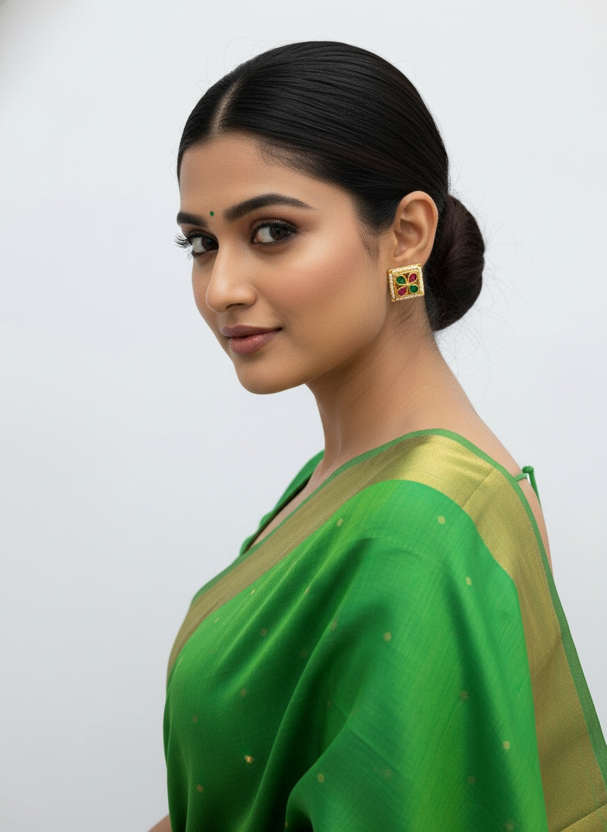 Designer Elegant Kundan and Pearl Gold plated Stud Earrings