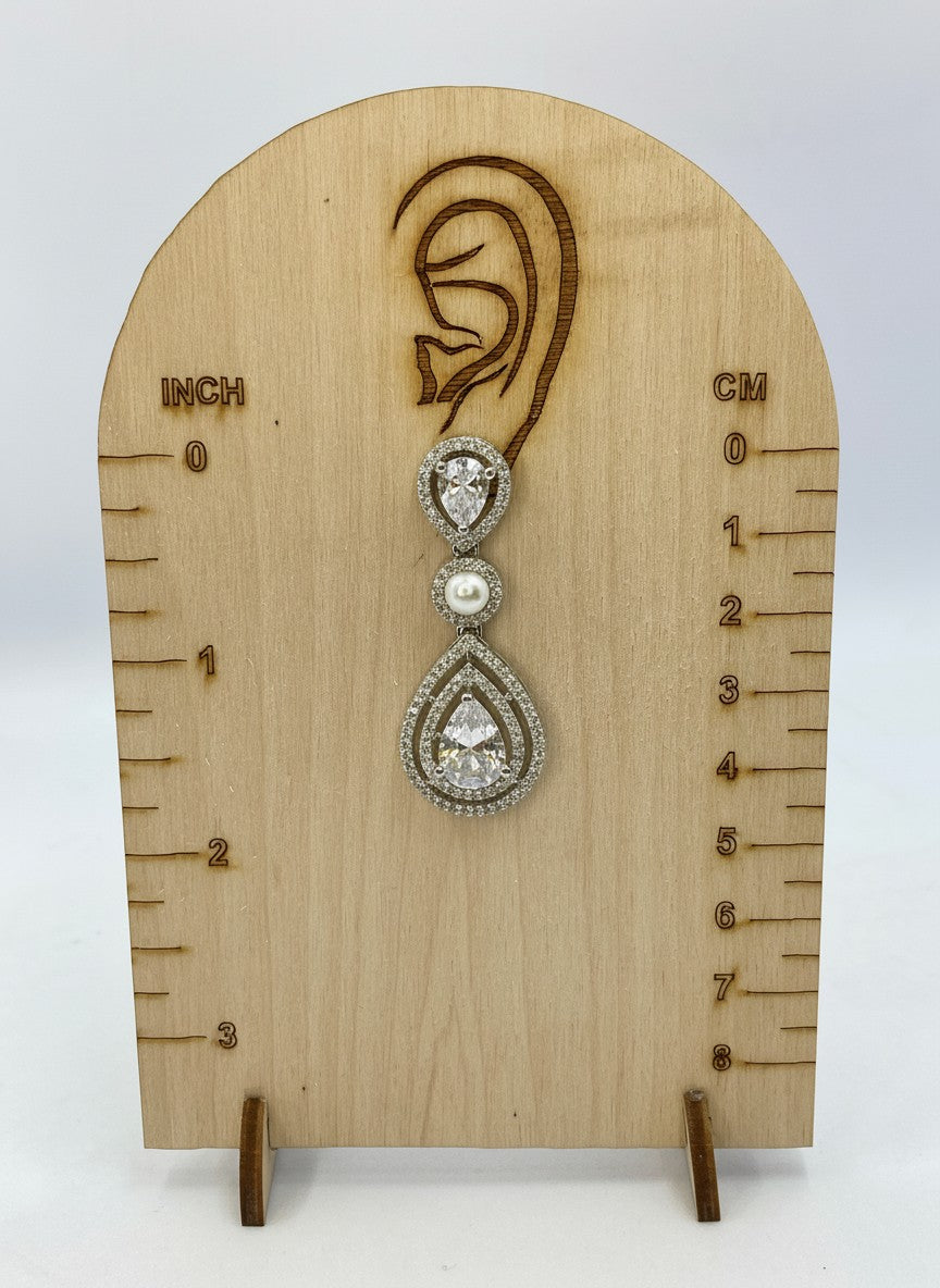 Trendy Silver Plated American White Diamonds with Pearl Dangler Earrings