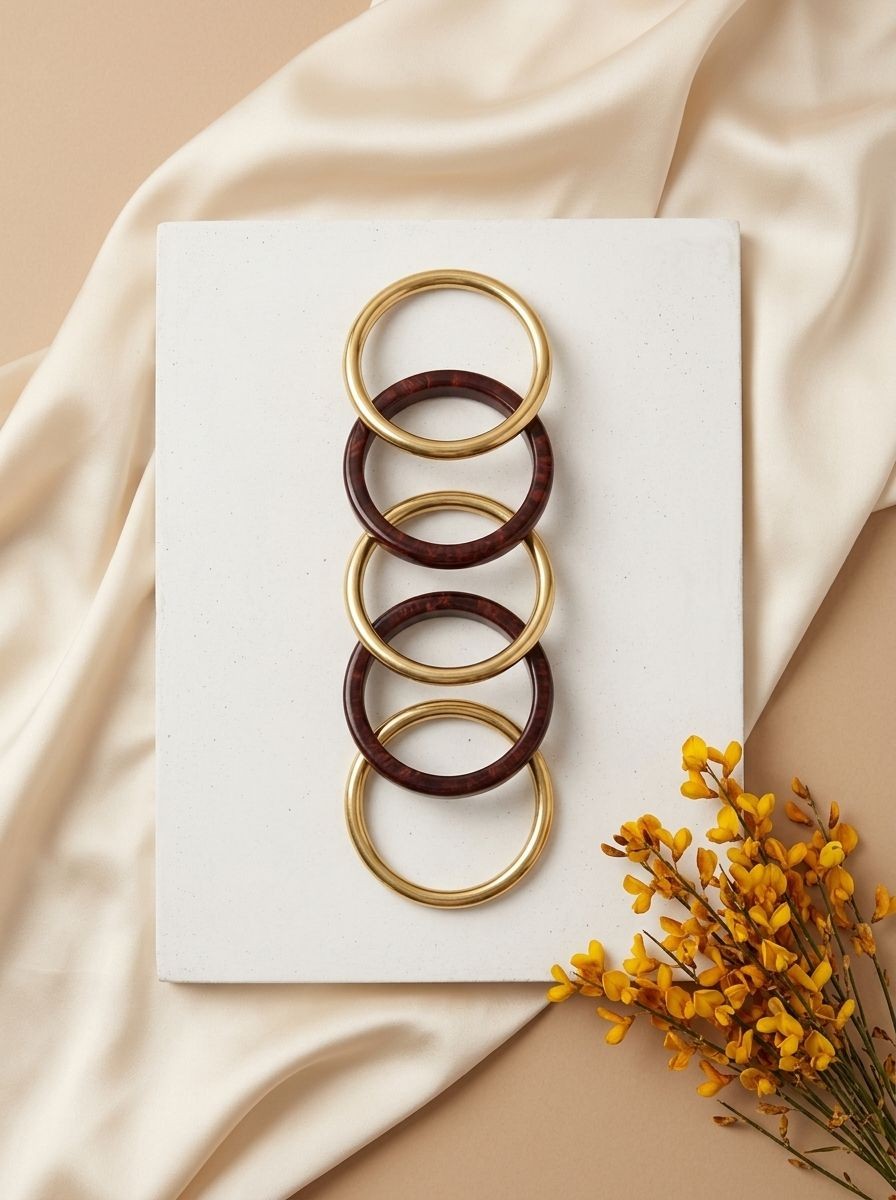 Gold-Tone Brass & Resin Bangles Set of 5 Stack for Women – Fusion Wear