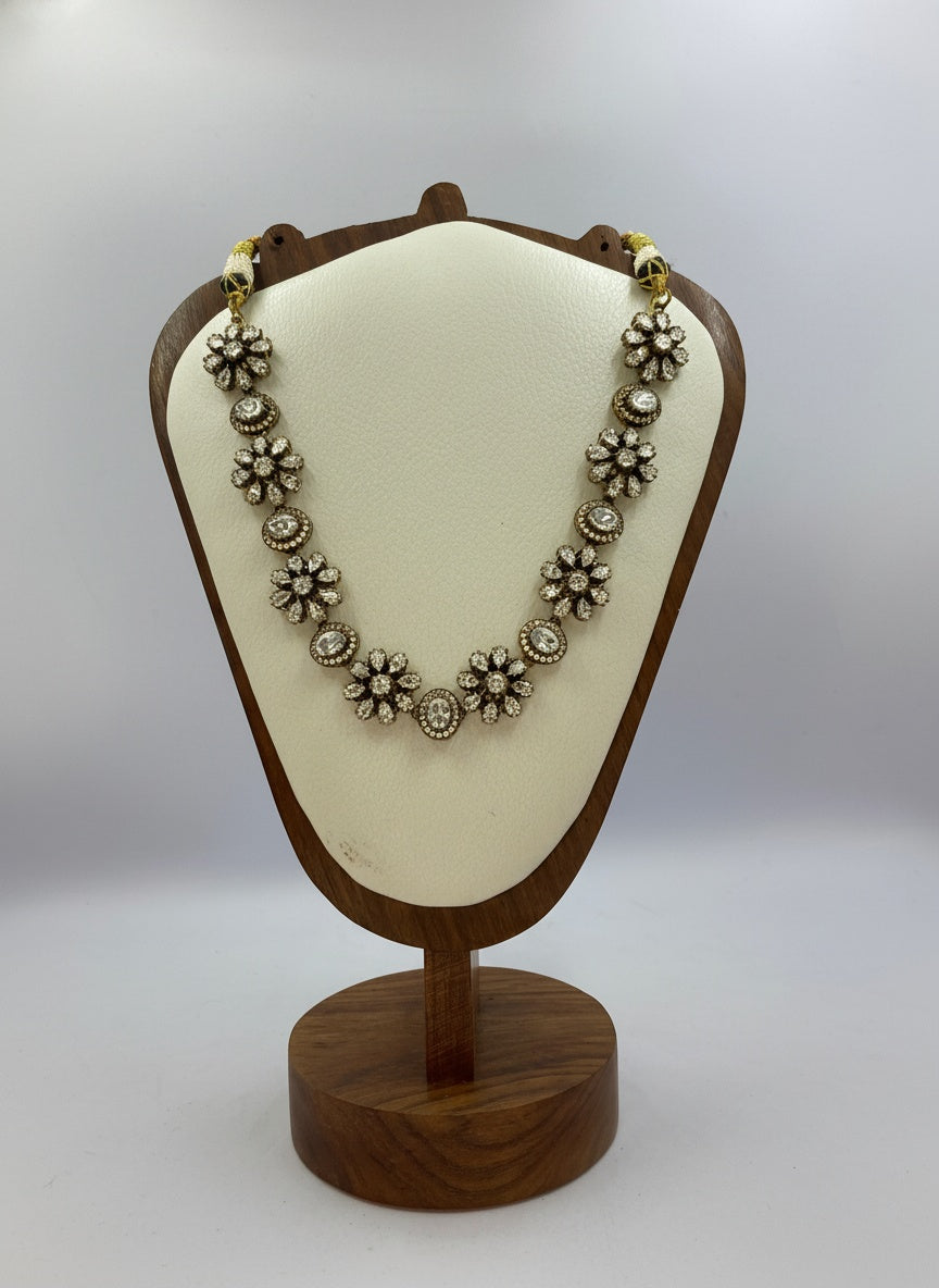 Victorian Gold Plated Polki Necklace Set