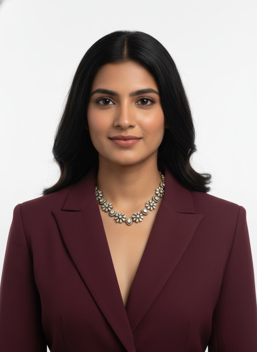 Victorian Gold Plated Polki Necklace Set