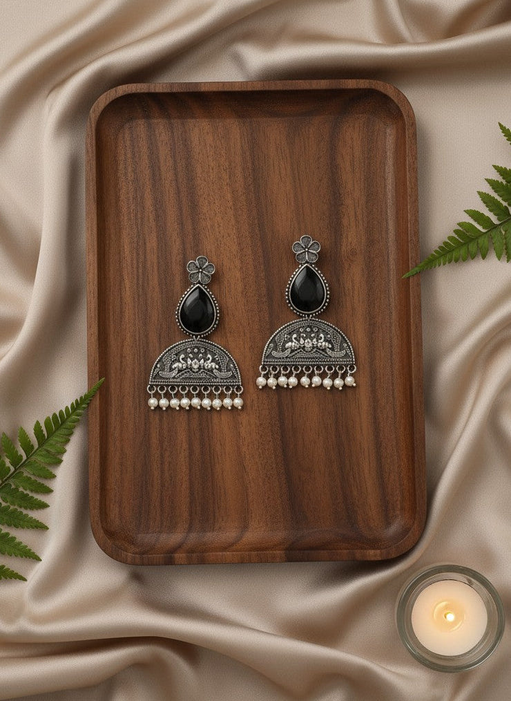 Mayura Floral Motifs Monalisa Stone Dangler Earrings with Pearl detailing for Women - All Occasions