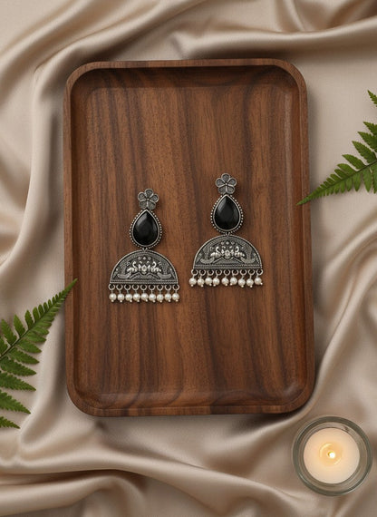 Mayura Floral Motifs Monalisa Stone Dangler Earrings with Pearl detailing for Women - All Occasions