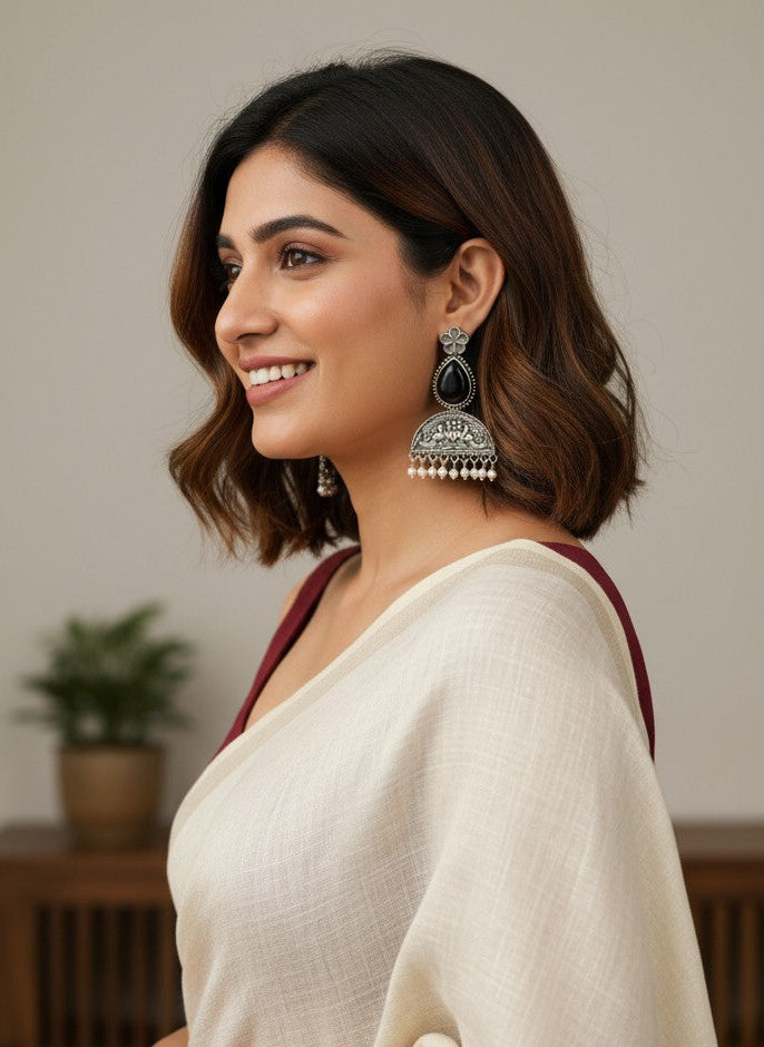 Mayura Floral Motifs Monalisa Stone Dangler Earrings with Pearl detailing for Women - All Occasions