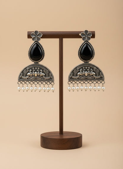Mayura Floral Motifs Monalisa Stone Dangler Earrings with Pearl detailing for Women - All Occasions