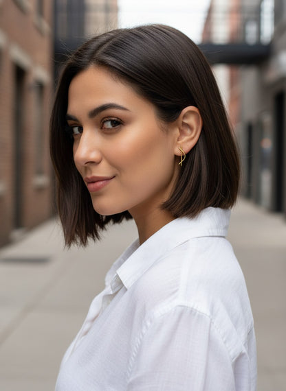 Minimalist Gold Plated Bar Cross Stud Earrings for Women - Casual Office Wear