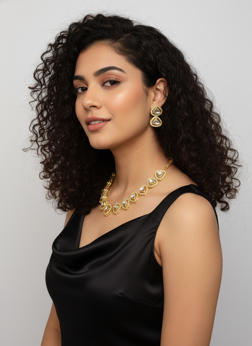 Gold Plated Kundan Necklace Set