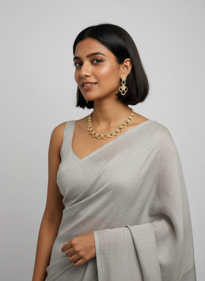 Ethnic Polki Kundan Necklace Set with Dangler Earrings