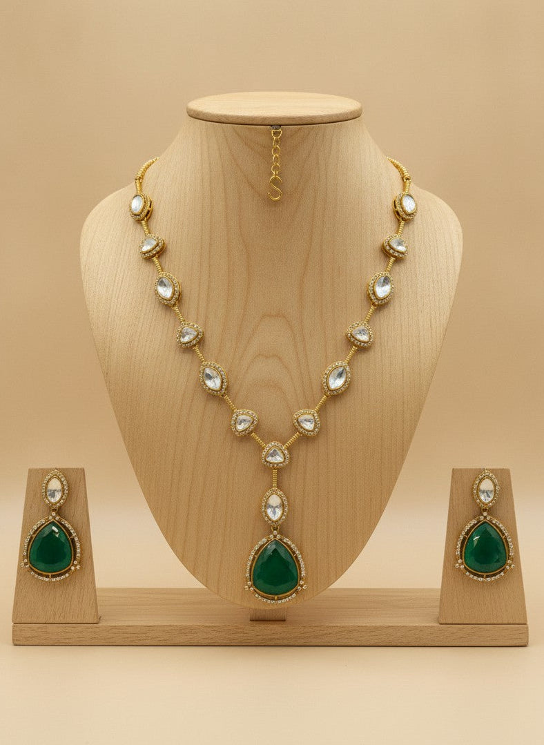 Mridula Green Doublet Stone Polki Necklace Set for Women – Festive & Special Occasion Wear 