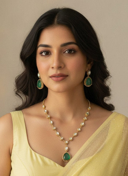 Mridula Green Doublet Stone Polki Necklace Set for Women – Festive & Special Occasion Wear 