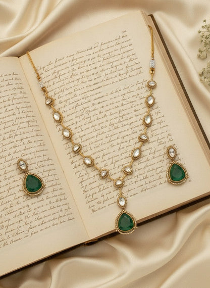Mridula Green Doublet Stone Polki Necklace Set for Women – Festive & Special Occasion Wear 
