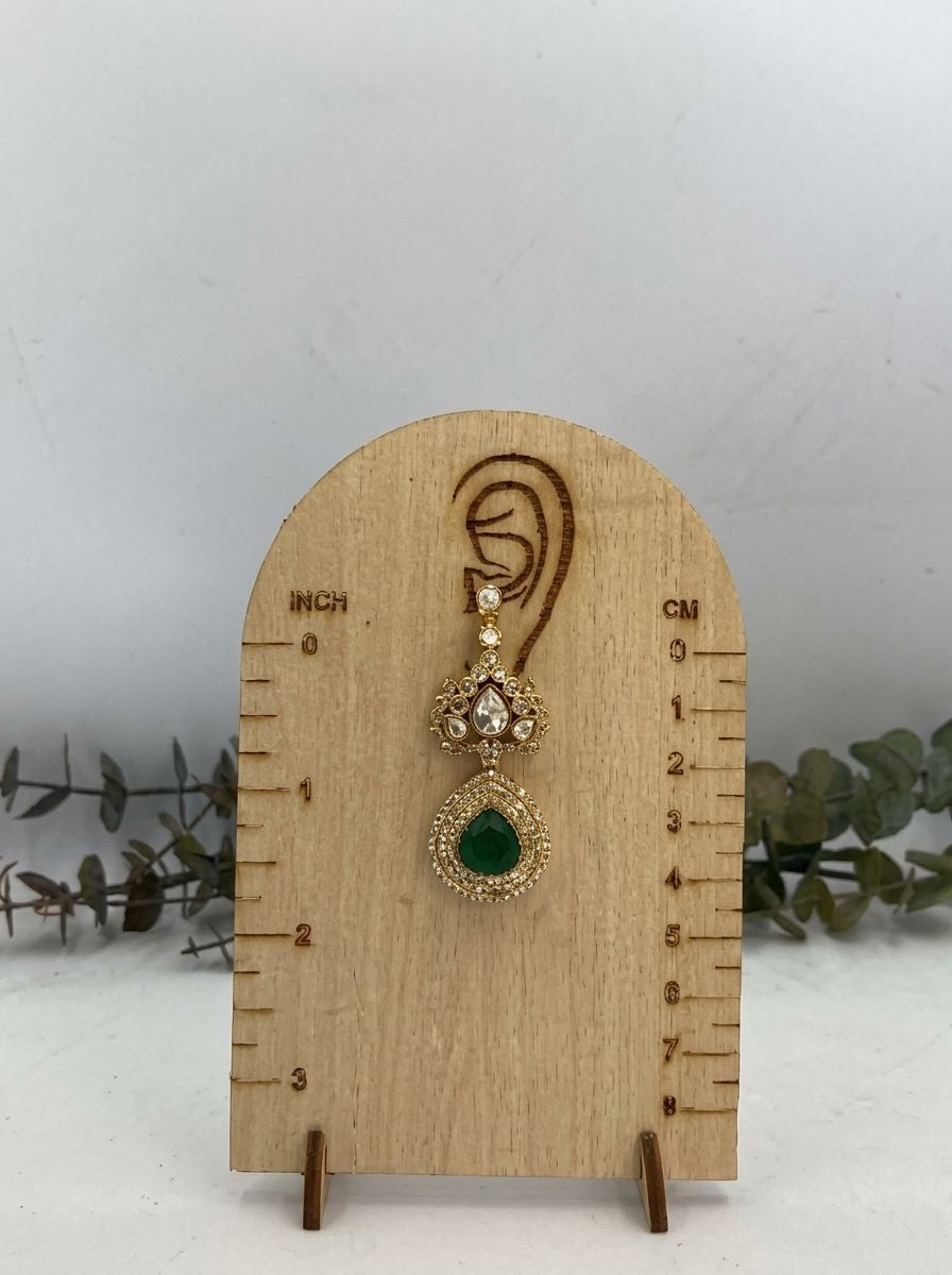 Vasundhara Green Stone & White Polki Layered Necklace Set for Women - Festive Wear