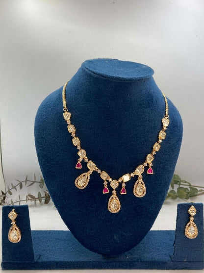 Ishani Polki & Ruby Drop Necklace Set for Women - Festive & Special Occasion Wear