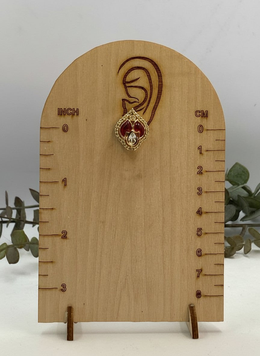 Gold-Plated Kundan-Style Stud Earrings with Red Stones & Teardrop Crystal for Women - All Occasions