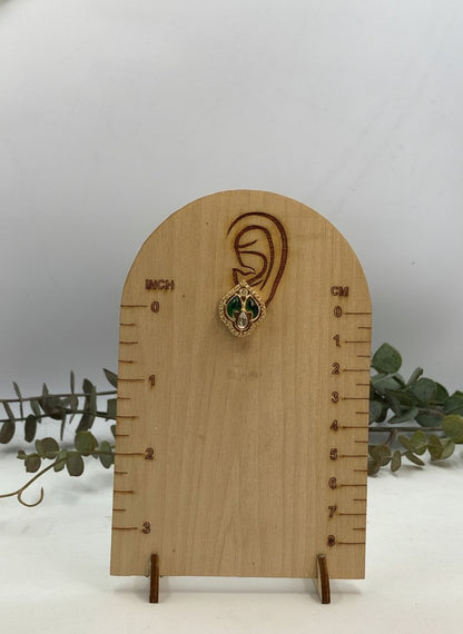 Gold-Plated Kundan-Style Stud Earrings with Green Stones & Teardrop Crystal for Women - All Occasions