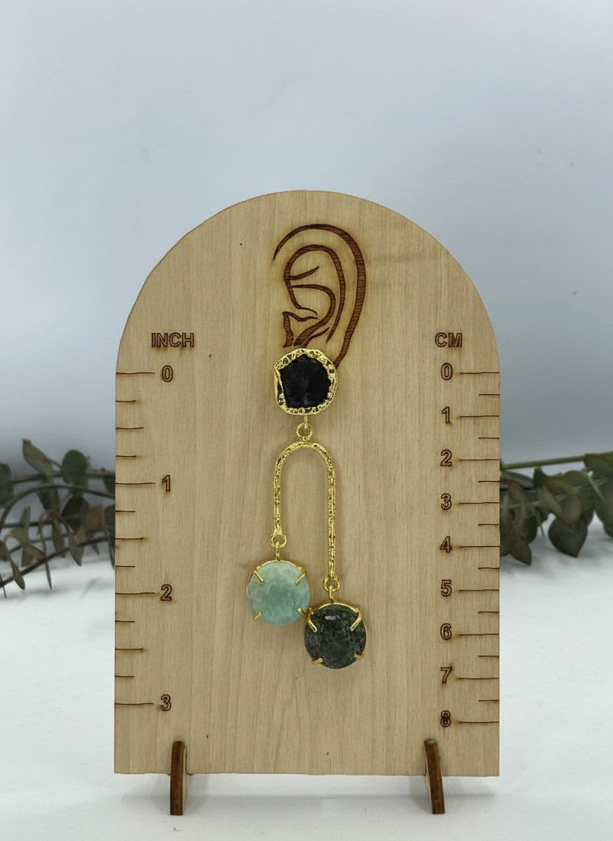 Multi-Stone Gold Arch Dangler Earrings for Women - All Occasion Wear