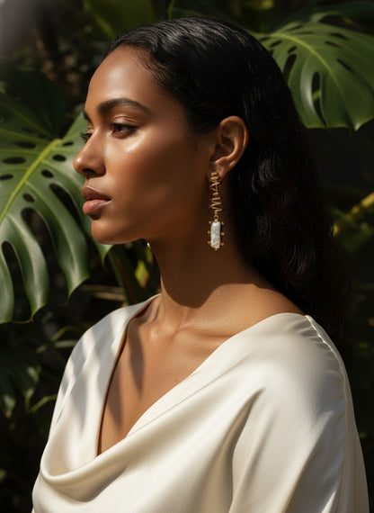 Gold Spiral Baroque Pearl Drop Earrings for Women - All Occasion wear