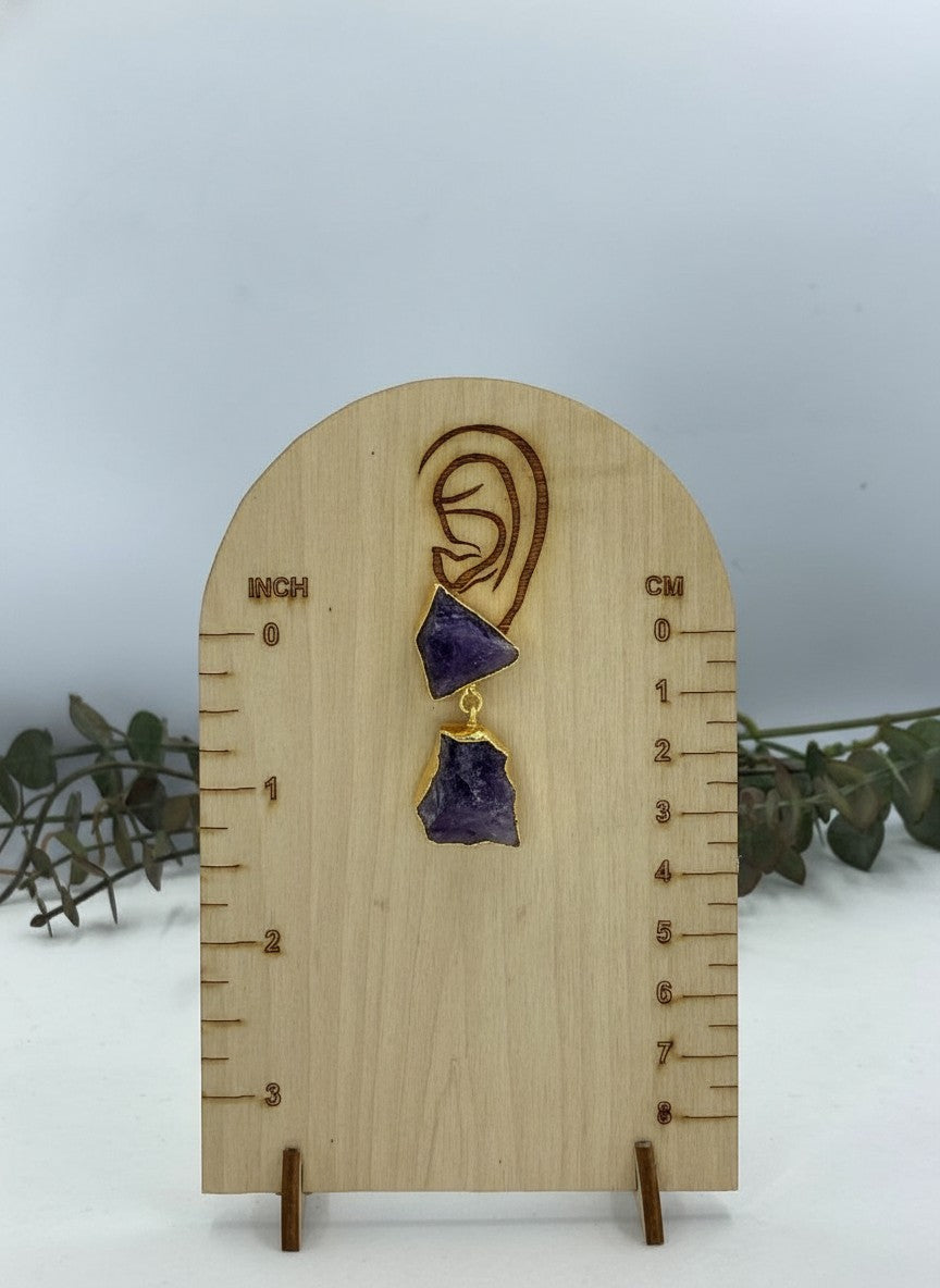 Raw Amethyst Geode Gold Drop Earrings for Women - Special Occasions
