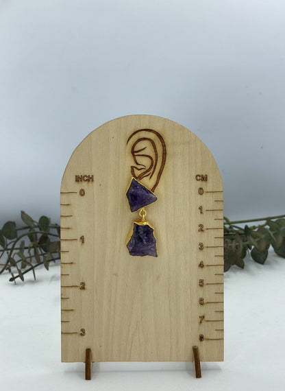 Raw Amethyst Geode Gold Drop Earrings for Women - Special Occasions