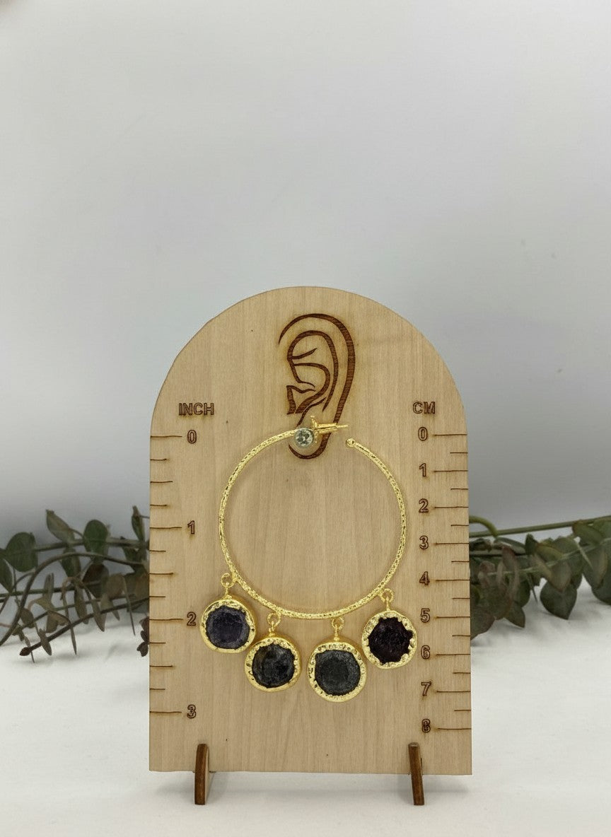 Green Aventurine Charm Gold Hoop Earrings for Women - All Occasion wear