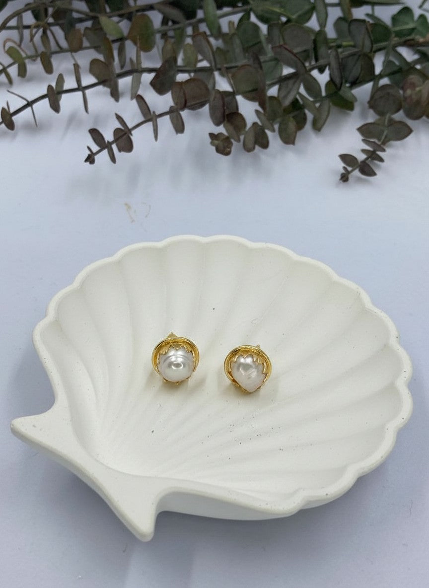 Baroque Pearl Gold Stud Earrings for Women - All Occasion wear